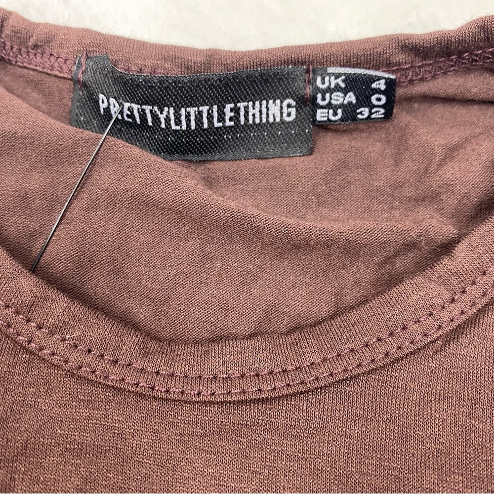 NWT Pretty Little Thing Brown Sleeveless Crop Top - Picture 6 of 8